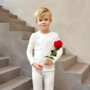Pyjamas-set för barn, Blue Love Ribbed