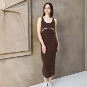 St Tropez Ribbed Amningsklänning, chokladbrun
