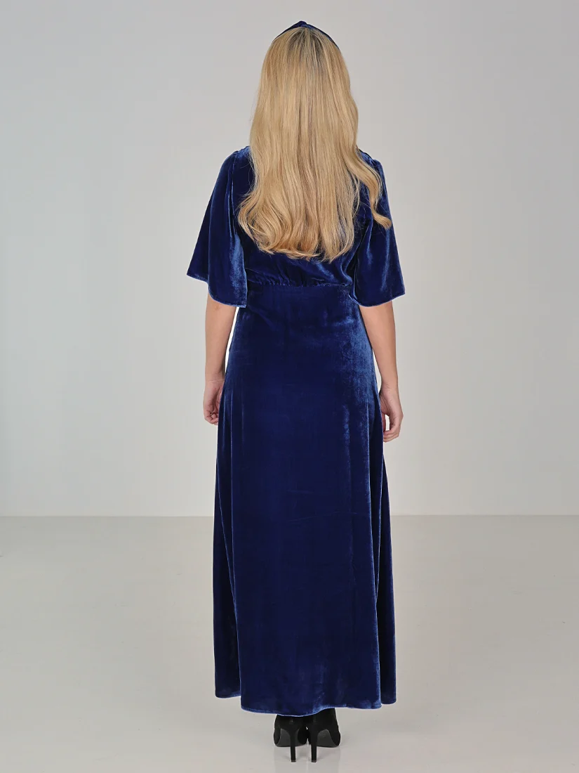 Arianna klänning i blå sidenvelour - Bild 5