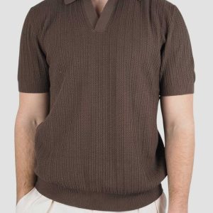 Knitted Cotton Polo Brown