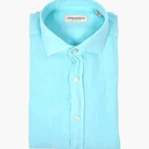 Ghirardelli 1911 Washed Linen Shirt Turquoise