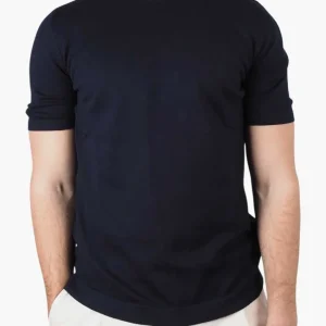 Knitted Cotton T-Shirt Navy