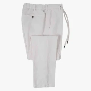 Lyocell Linen Herringbone Trousers White
