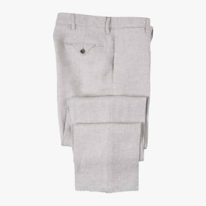 Loose Fit Linen Trousers Beige