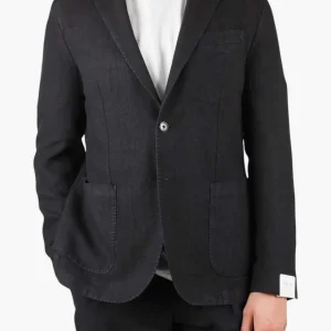 Linen Jacket Notch Lapel Black